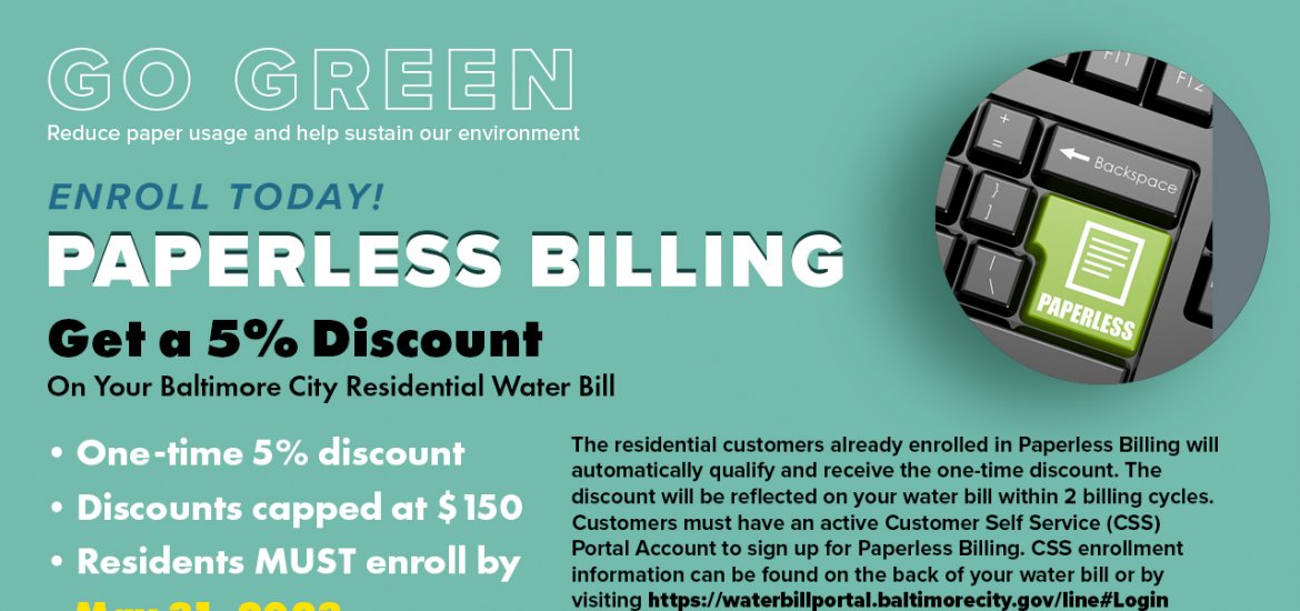 Enroll in Paperless Billing! Receive a One-Time, 5 % Discount!